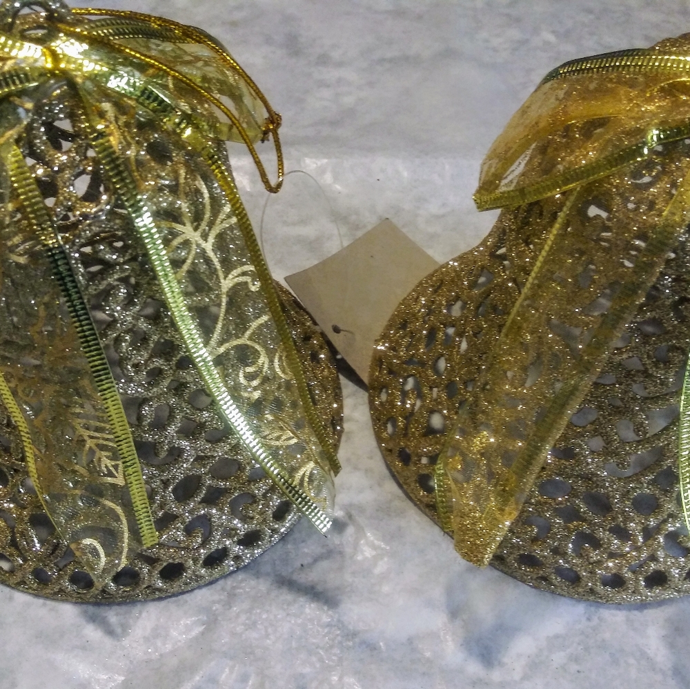 2 Piece Christmas Elegance- Gold Bell Ornaments